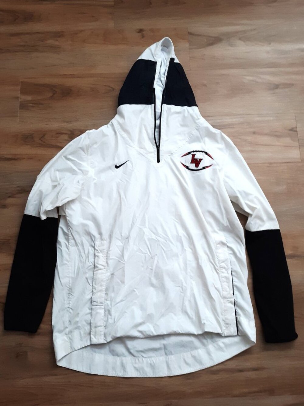 NIKE Anorak 1/4 Zip Pull Over Nylon Hoodie Sideline Coach LV Black Red White